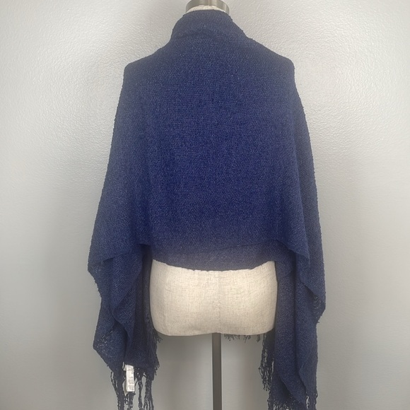 Free People Blue fringe blanket scarf New with Tags one size - Picture 6 of 8